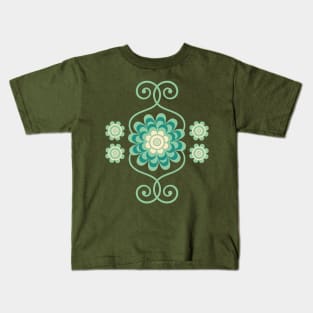 TRELLIS Retro Boho Floral Botanical in Teal and Mint Green - UnBlink Studio by Jackie Tahara Kids T-Shirt